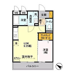 シャルムマリー 1LDKの間取図画像