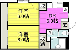 ロイヤルマンション 2DKの間取図画像