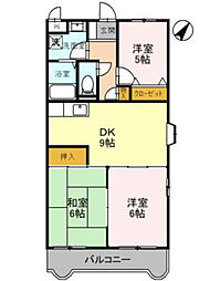 リブラ川崎 3DKの間取図画像