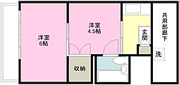 セゾン杉浦 2Kの間取図画像