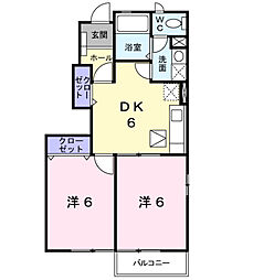 サニー・パークA 2DKの間取図画像
