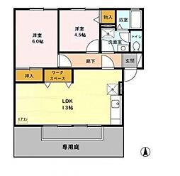 オークス・ハイムB 2LDKの間取図画像
