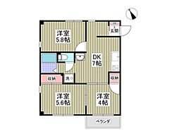 ビュー・パレー上福岡 3DKの間取図画像