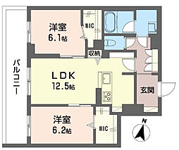 バエル 2LDKの間取図画像