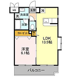 リラッサーレ2 1LDKの間取図画像