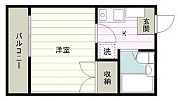 パレスY 1Kの間取図画像