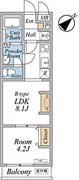 リブリ・グレイス富士見 107 1LDKの間取図画像