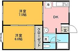 トリムコーポ共栄 2DKの間取図画像