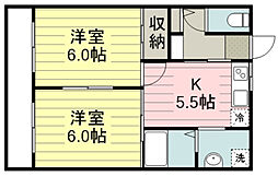 コーポラス・川越サウスプラトウD 2DKの間取図画像