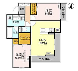 ウエストスクエア 203 2LDKの間取図画像