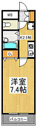 ヴィラオオクボ 1Kの間取図画像