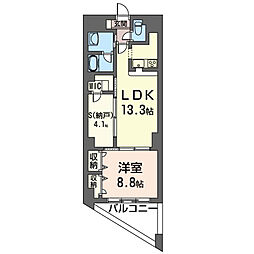 リヴォーレ中田 1SLDKの間取図画像