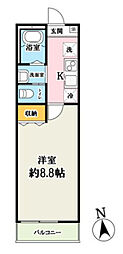 BESTみずほ台 1Kの間取図画像