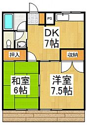 サン・ヒルズ柏 2DKの間取図画像