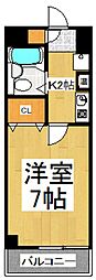 第二アビタシオン浅倉 1Kの間取図画像
