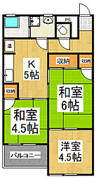 第2ヒバリハイツ 3Kの間取図画像
