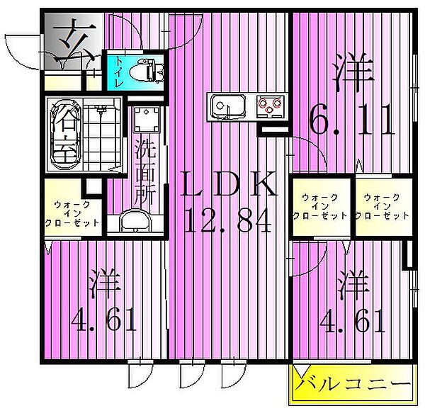 Marshall 201｜東京都足立区大谷田５丁目(賃貸アパート3LDK・2階・68.90㎡)の写真 その2