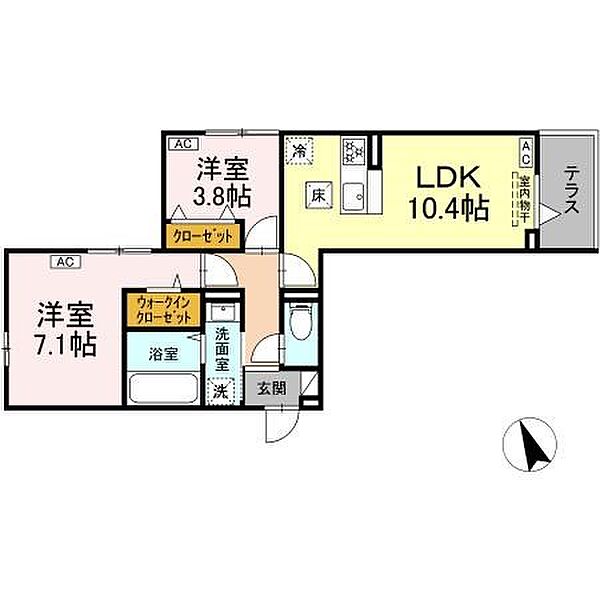 アリエム ｜東京都足立区六月２丁目(賃貸アパート2LDK・1階・50.78㎡)の写真 その2