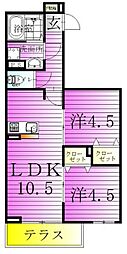 セレスティア南花畑III 2LDKの間取図画像