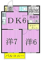 サンライトパレス 2階2DKの間取り