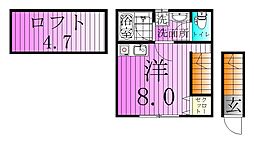 日暮里舎人ライナー 扇大橋駅 徒歩11分の賃貸アパート 2階ワンルームの間取り