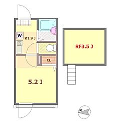 MK六町 1Kの間取図画像