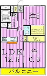 ヴェルジェ東伊興 2LDKの間取図画像