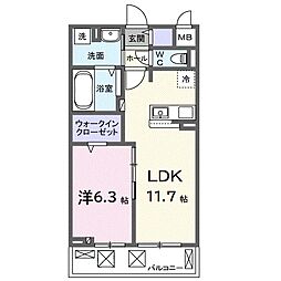 ブランノワレ 1LDKの間取図画像