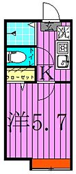グランソレイユ亀有A 1Kの間取図画像