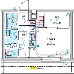 GENOVIA竹ノ塚 1DKの間取図画像
