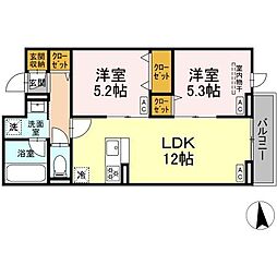 セレスティア東保木間II 2LDKの間取図画像