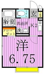 ボヌール伊興 1Kの間取図画像