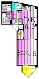 オプンティア大師前 1DKの間取図画像