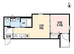 足立区六町3丁目アパート 1LDKの間取図画像
