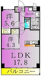 足立区梅田3丁目マンション 2LDKの間取図画像
