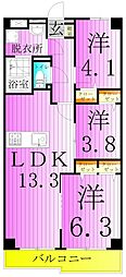 尾久橋スカイハイツ 3LDKの間取図画像