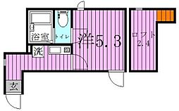 HESTIA扇大橋 1Kの間取図画像