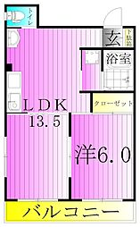 サンコーポ梅島 1LDKの間取図画像