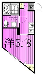 サンティエ六町 1Kの間取図画像