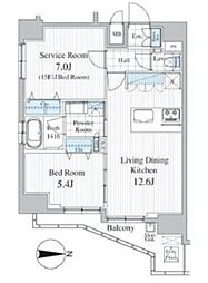 Totsu Residence Kaminarimon 15階2LDKの間取り