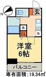 スカイコート日本橋 1Kの間取図画像