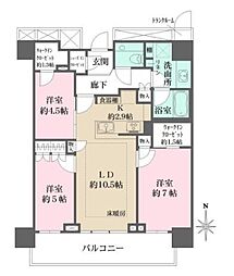 ザ・パークハウス晴海タワーズティアロレジデンス 3LDKの間取図画像