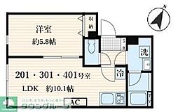 aLATO菊川 1LDKの間取図画像