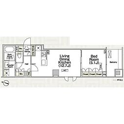 ボヌール日本橋浜町 1LDKの間取図画像