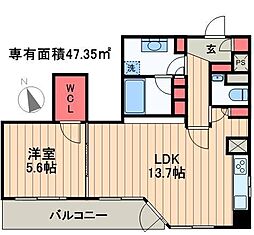 ドゥーエ銀座イースト1 1LDKの間取図画像