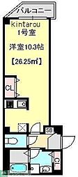 グランブルー森下 1Kの間取図画像