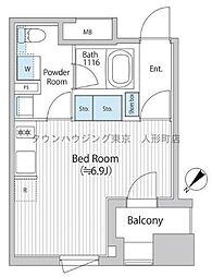 バウスフラッツ日本橋浜町 ワンルームの間取図画像