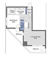 ドゥーエ日本橋 1LDKの間取図画像