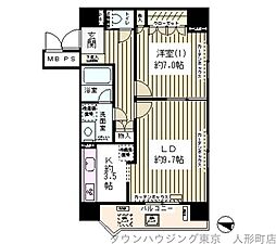 ハイクラッセ日本橋浜町 1LDKの間取図画像