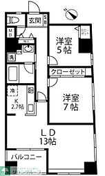 グリーンパーク日本橋Deux 2LDKの間取図画像
